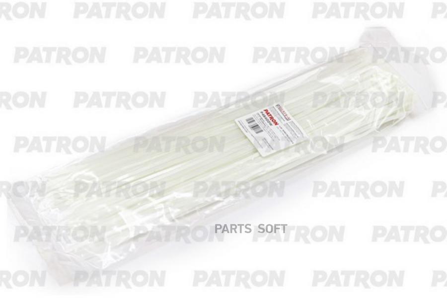 Комплект пластиковых хомутов 4.8 х 400 мм, 100 шт, нейлон, белые PATRON P48400W