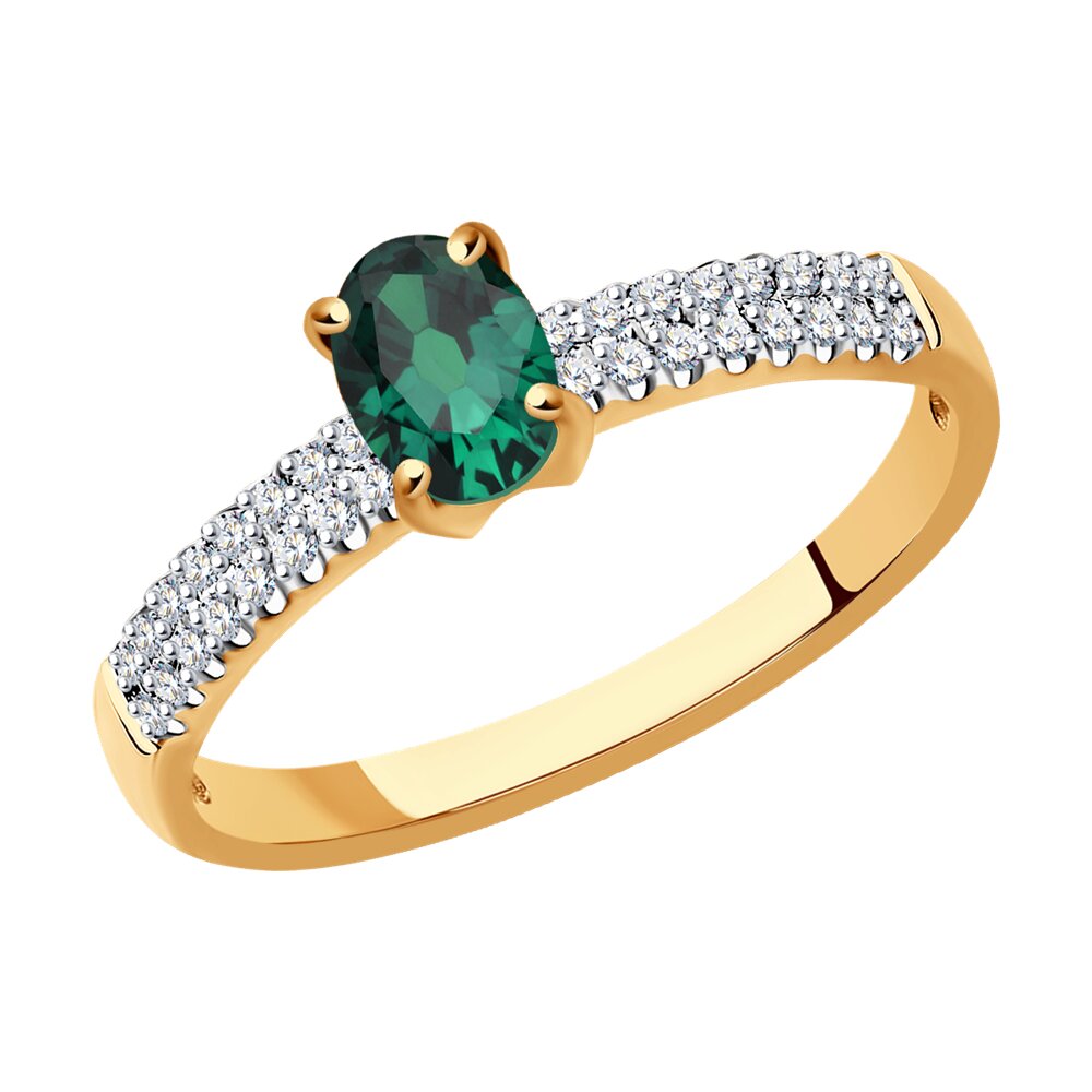 

Кольцо из красного золота с бриллиантом/изумрудом р. 19,5 SOKOLOV Diamonds 3010618, 3010618