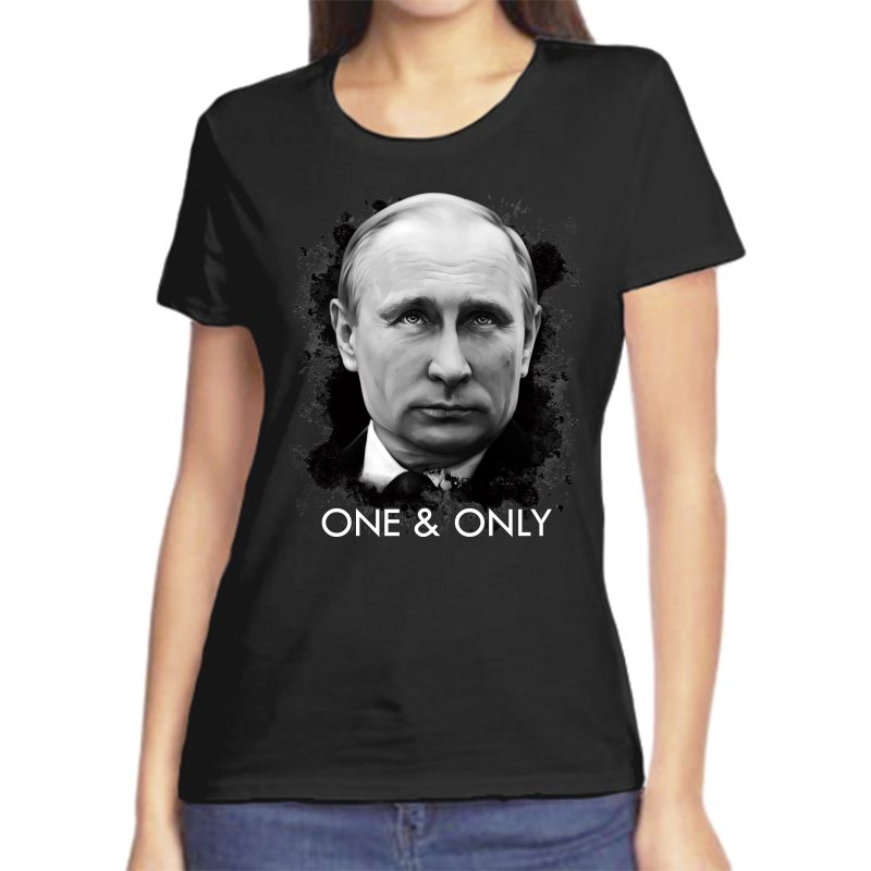 

Футболка женская черная 54 р-р с Путиным one & only, Черный, fzh_one_only