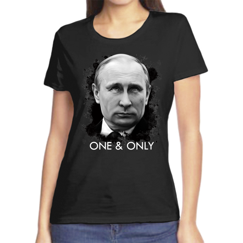 

Футболка женская черная 46 р-р с Путиным one & only, Черный, fzh_one_only