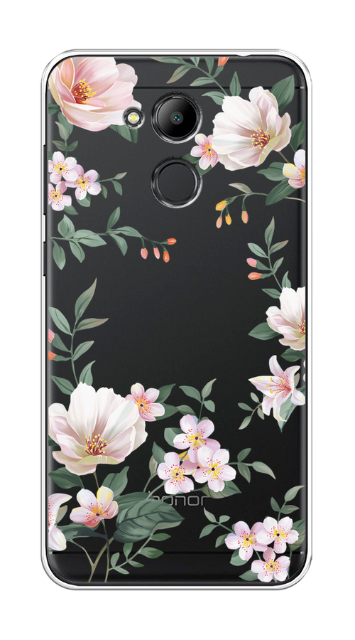 

Чехол на Honor 6C Pro "Beautiful white flowers", Бежевый;зеленый, 63850-1