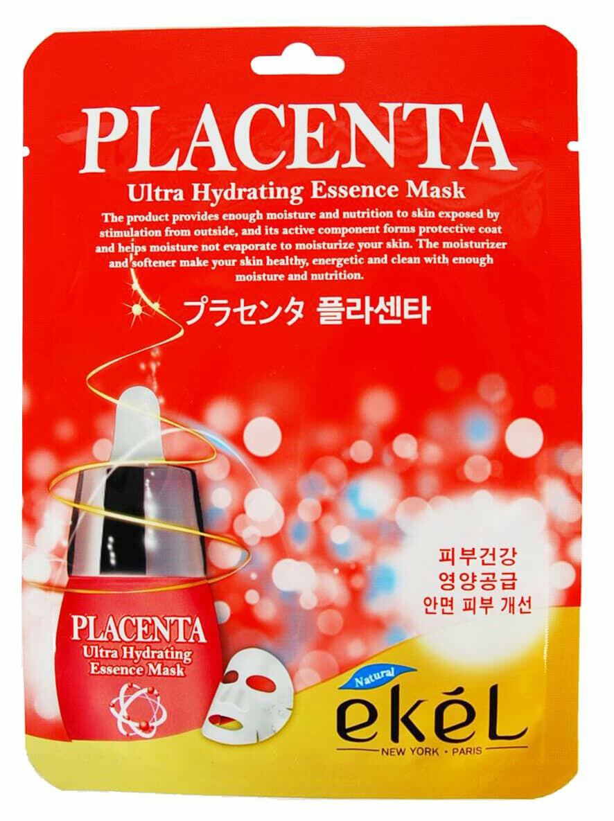 Тканевая маска для лица Ekel Placenta Ultra Hydrating Essence Mask, 25 г х 10 шт.