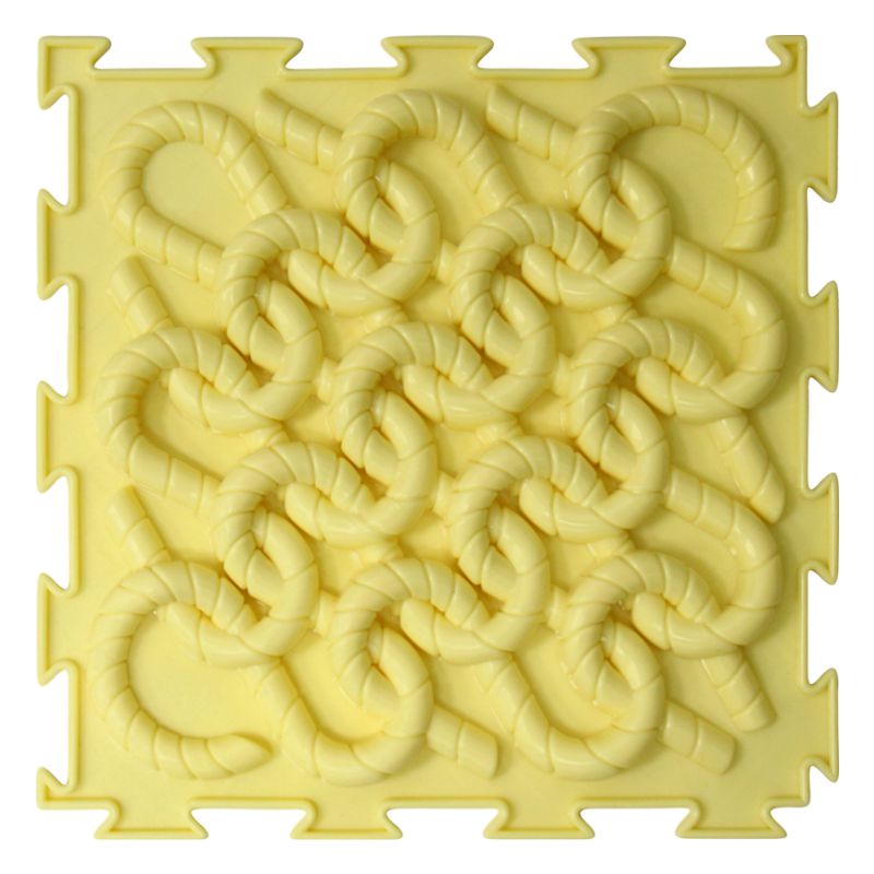 Массажный  развивающий коврик пазл ОРТОДОН Петли желтый пастельный 1 модуль