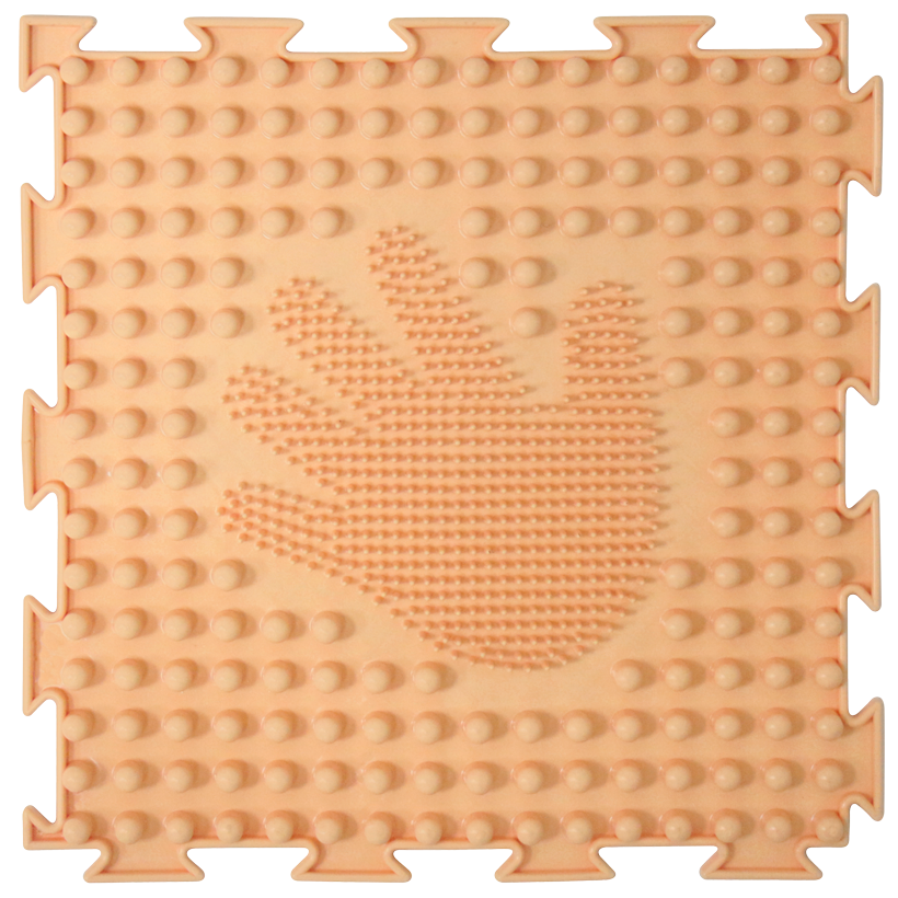 Массажный  развивающий коврик пазл ОРТОДОН Ладошки оранжевый левый 1 модуль
