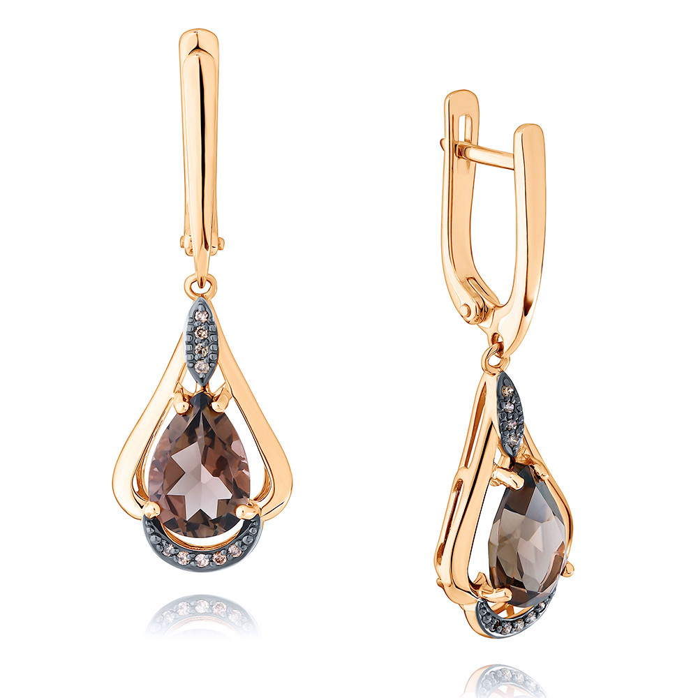 

Серьги подвески из красного золота ADAMAS 24041321/01-А50Ч-441, бриллиант/кварц, 24041321/01-А50Ч-441