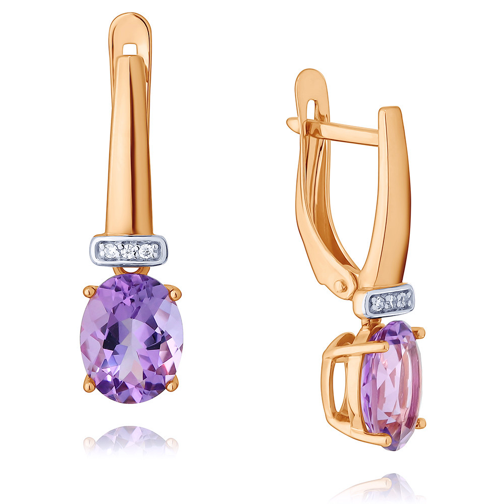 

Серьги подвески из красного золота ADAMAS 24041292/01-А50Д-653, аметист/фианит, 24041292/01-А50Д-653