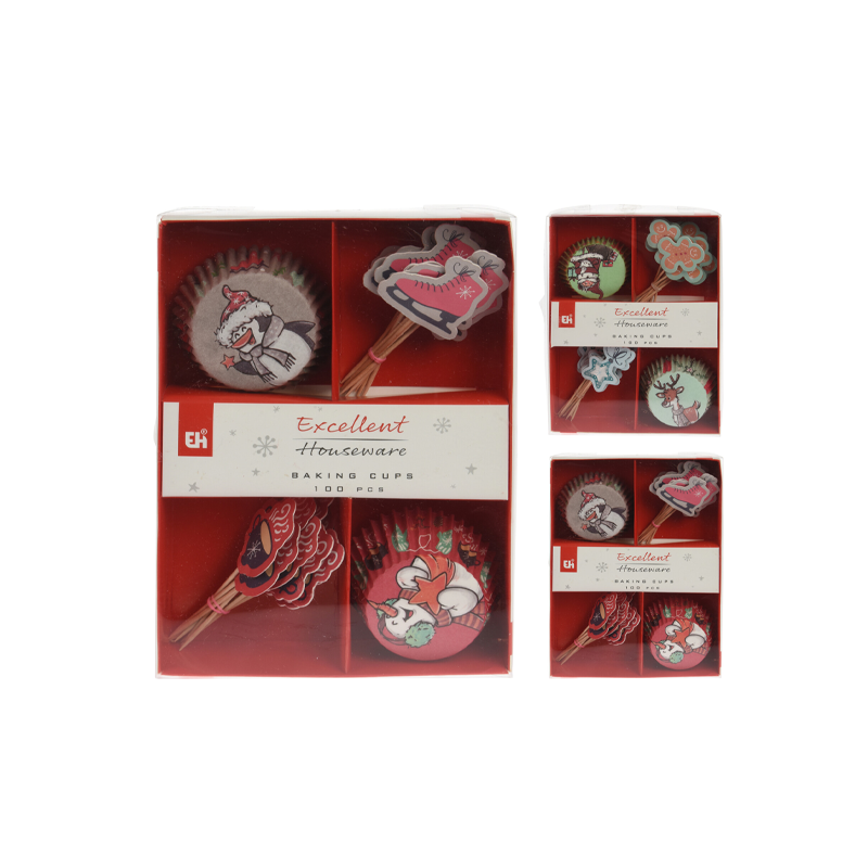 

Формы для кексов +палочки для украшения Home Collection Red New Year Красный Новый год 24