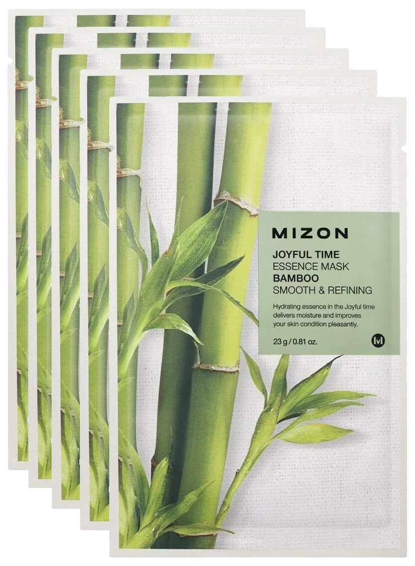 фото Тканевая маска для лица mizon joyful time essence mask bamboo, 23 г х 5 шт.