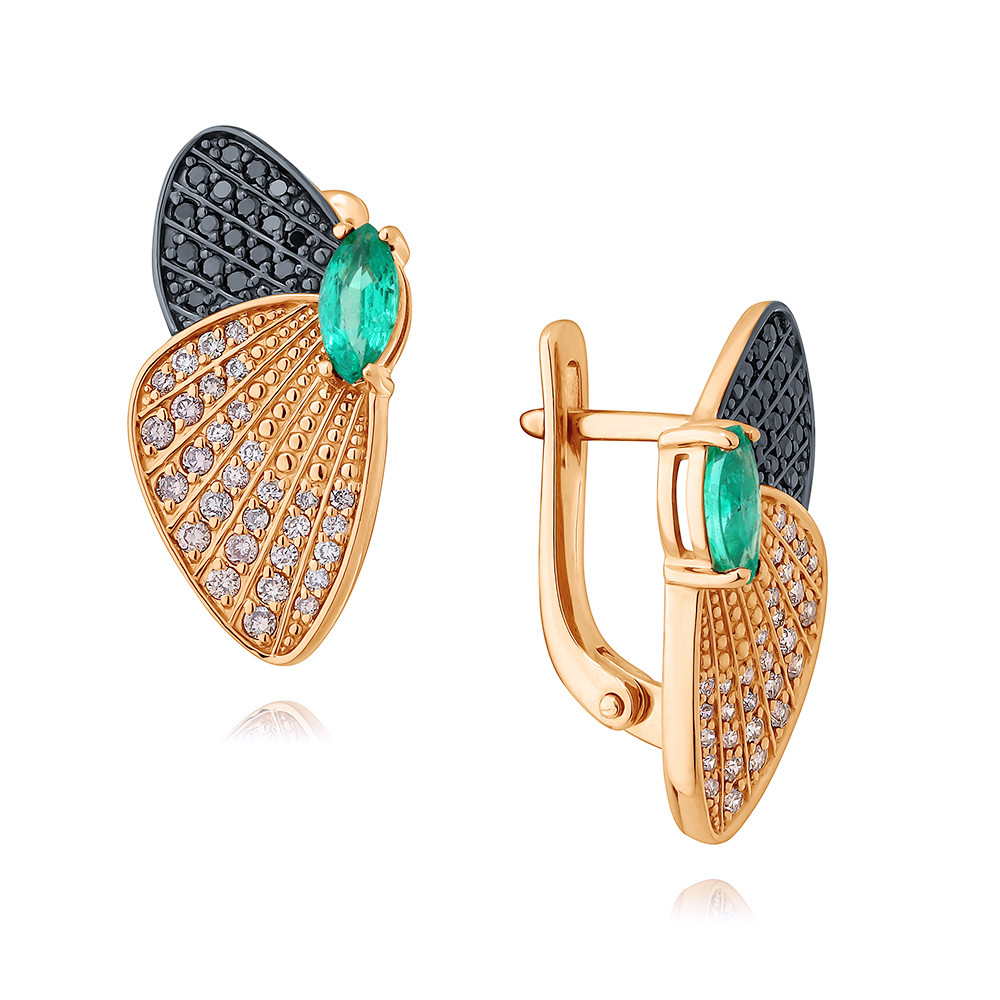 

Серьги из красного золота ADAMAS 24041243/01-А50Ч-483, изумруд/бриллиант, 24041243/01-А50Ч-483