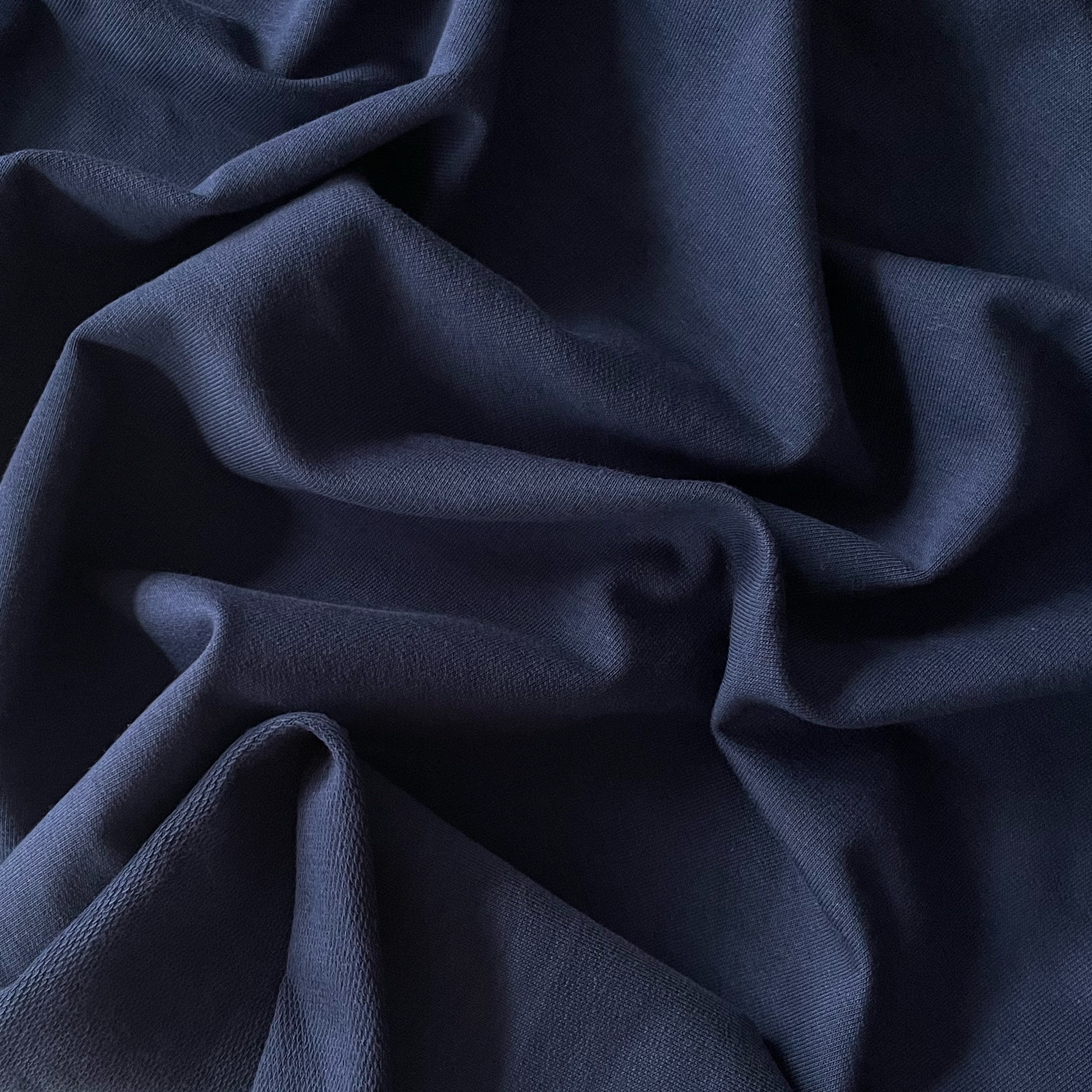 Ткань футер 2-нитка MamiMa fabric 04049 тёмный индиго, отрез 100x188 см