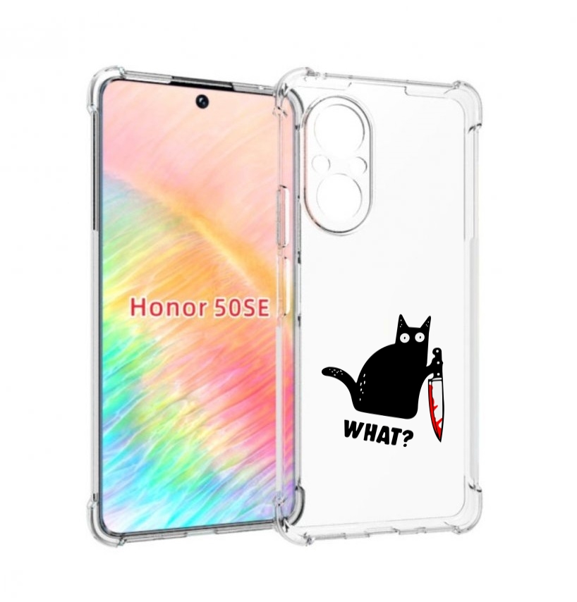 

Чехол бампер MyPads котик-убийца для Honor 50 SE противоударный, Прозрачный, Tocco