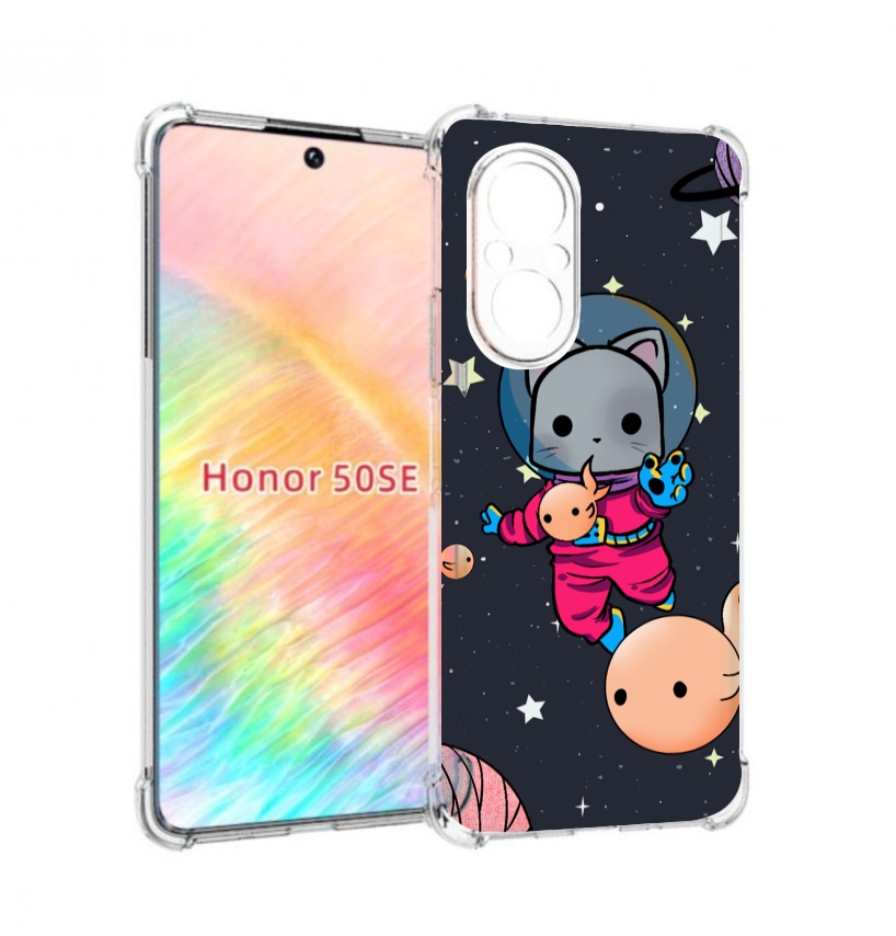 

Чехол бампер MyPads котик-с-рыбкой-в-космосе для Honor 50 SE про, Прозрачный, Tocco