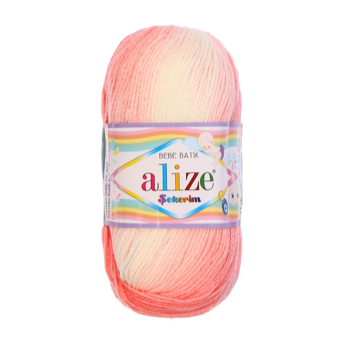 

ALIZE Пряжа "Sekerim batik" 100% акрил 320м/100гр (6319 бело-розов.), Розовый