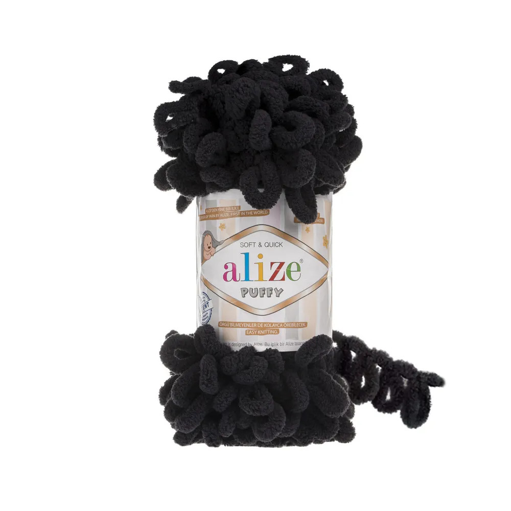 

ALIZE Пряжа "Puffy" 100 % микрополиэстер 9м/100г (60 чёрный), Черный