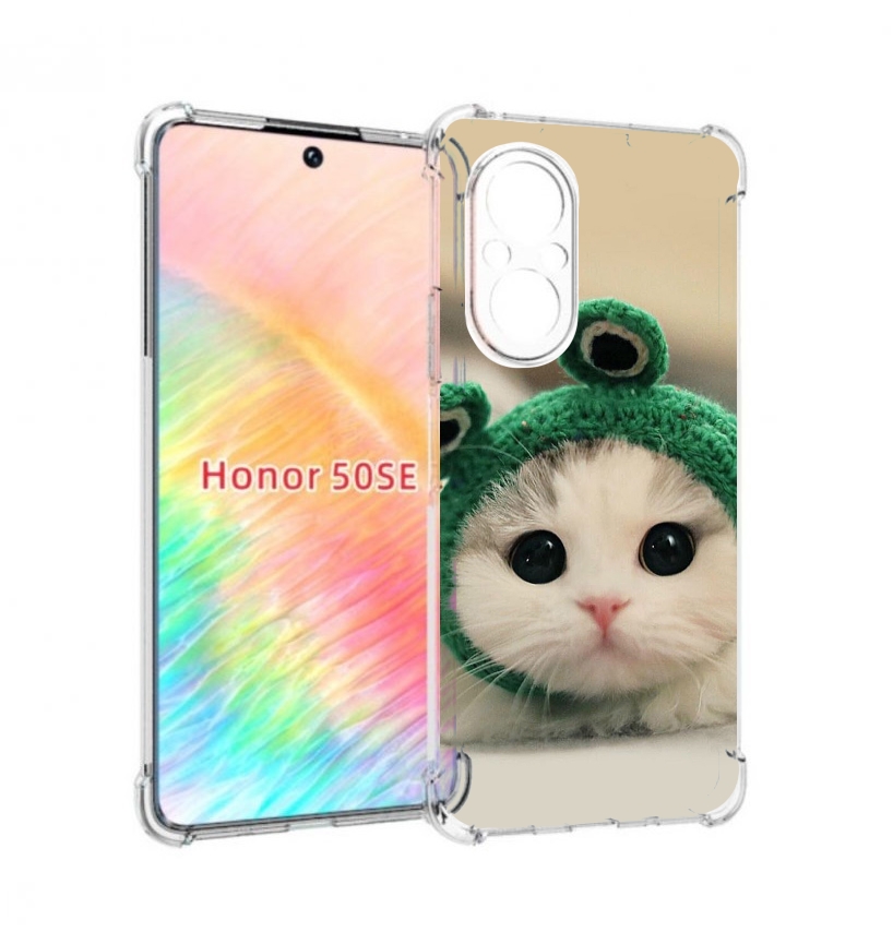 

Чехол бампер MyPads кот-лягушка детский для Honor 50 SE противоу, Прозрачный, Tocco