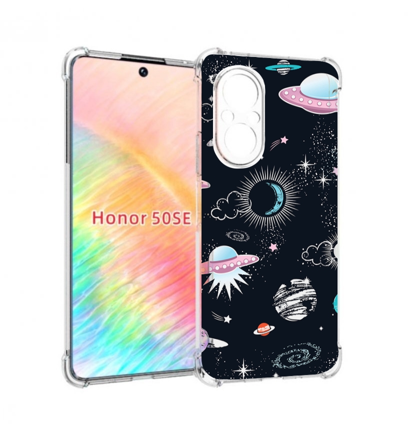Чехол бампер MyPads космос-мини-картинки для Honor 50 SE противо