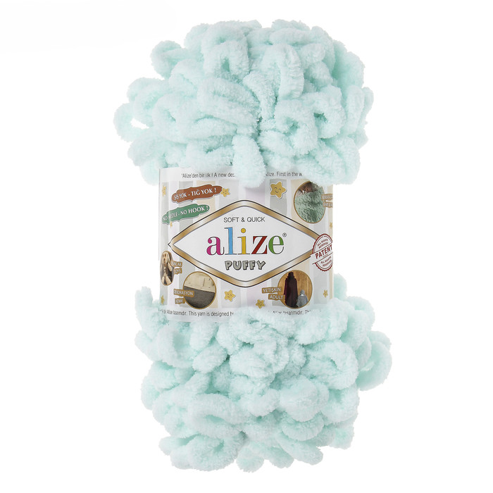 

ALIZE Пряжа "Puffy" 100 % микрополиэстер 9м/100г (15 айсберг), Голубой