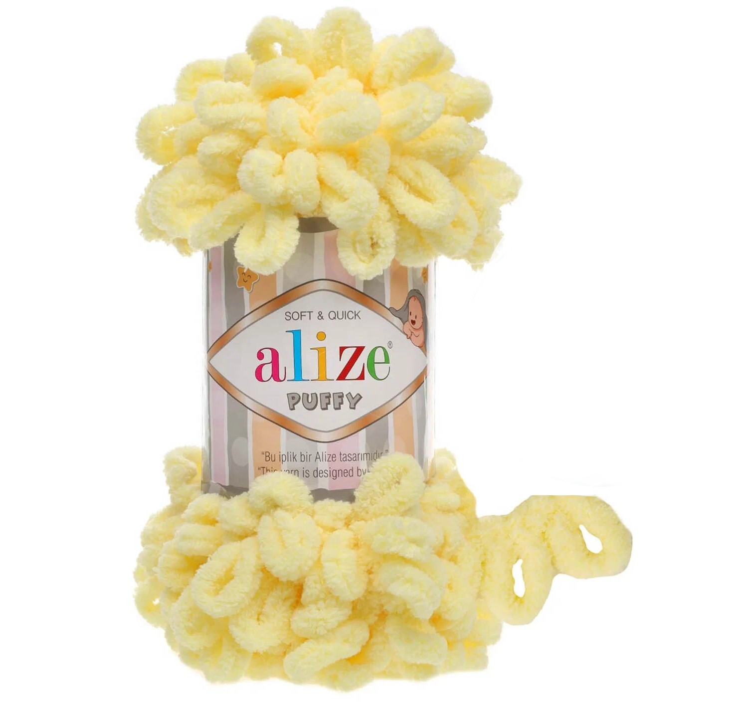 

ALIZE Пряжа "Puffy" 100 % микрополиэстер 9м/100г (13 св. лимон), Желтый