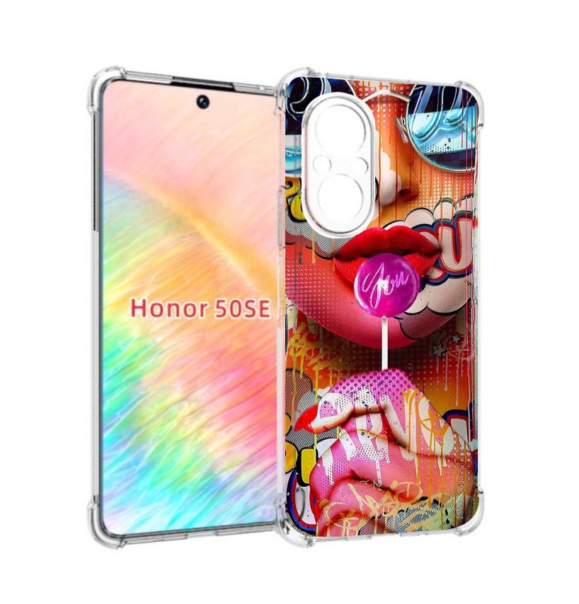 

Чехол бампер MyPads комикс-девушка женский для Honor 50 SE проти, Прозрачный, Tocco