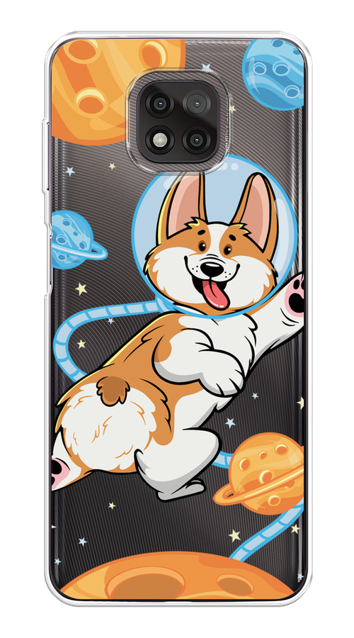 

Чехол на Motorola Moto G Power 2021 "Корги-космонавт", Голубой;бежевый;белый, 242750-1