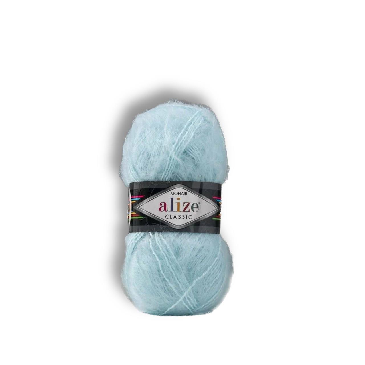 

ALIZE Пряжа "Mohair classic" 25% мохер, 24% шерсть, 51% акрил 200м/100гр (522 айсберг), Голубой