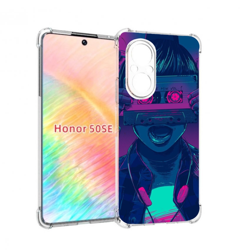 

Чехол бампер MyPads киберпанк с кассетой для Honor 50 SE противо, Прозрачный, Tocco