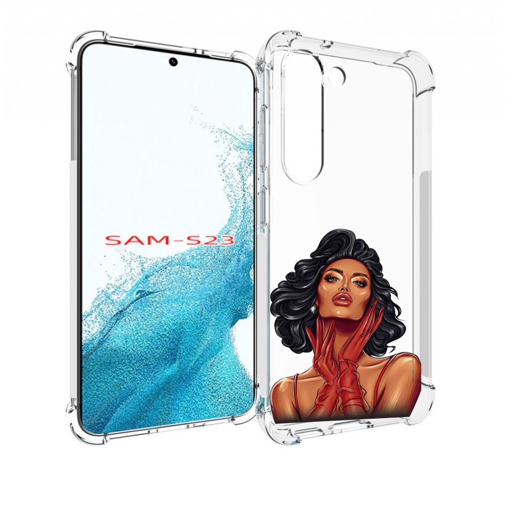 Чехол MyPads мулатка-в-перчатках женский для Samsung Galaxy S23
