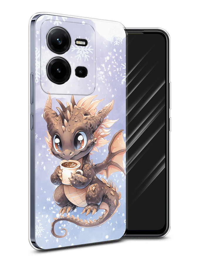 

Чехол Awog на Vivo V25/V25e "Дракончик с кружкой тёмный", Бежевый;розовый;серый, 267750-1
