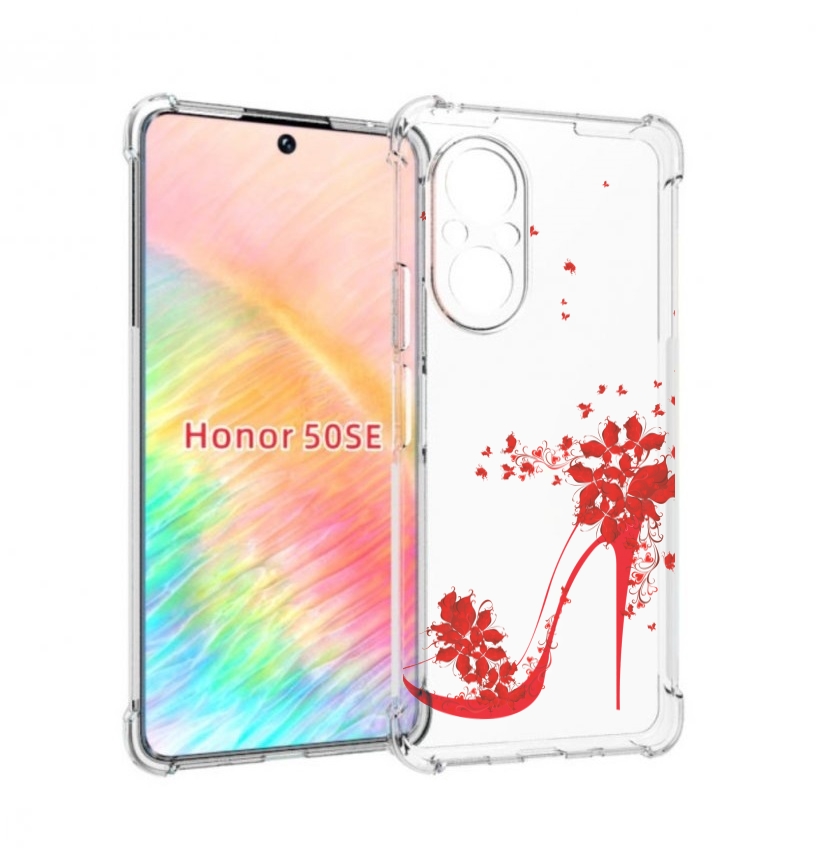 Чехол бампер MyPads каблук-в-цветах для Honor 50 SE противоударный