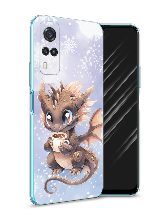

Чехол Awog на Vivo Y31/Y53s 4G "Дракончик с кружкой тёмный", Бежевый;розовый;серый, 264950-1