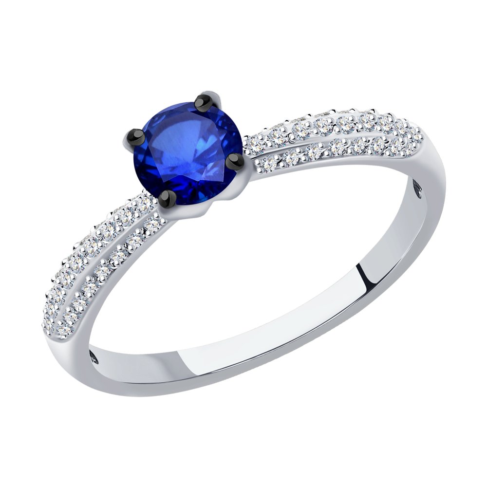 

Кольцо из белого золота с бриллиантом/сапфиром р. , SOKOLOV Diamonds 2011199-3, 2011199-3