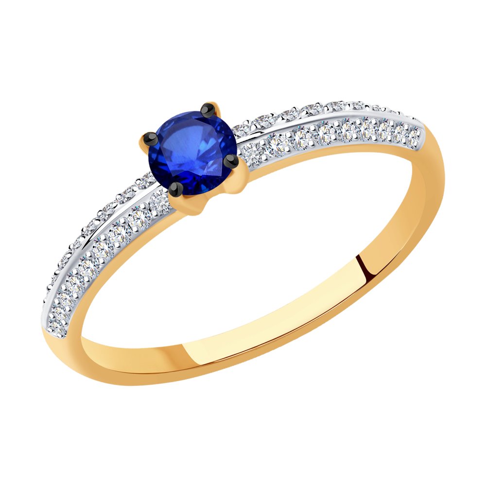 

Кольцо из красного золота с бриллиантом/сапфиром р.  SOKOLOV Diamonds 2011192, 2011192