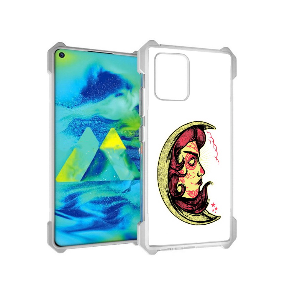 

Чехол MyPads Tocco для Samsung Galaxy S10 Lite желтый полумесяц с лицом девушки, Прозрачный, Tocco