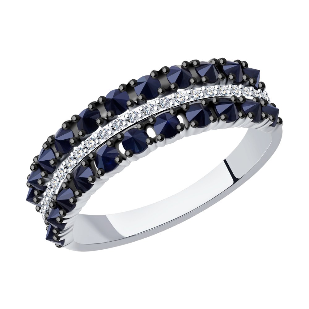 

Кольцо из золота р. 18 SOKOLOV Diamonds 2011170-3, бриллиант\сапфир, 2011170-3