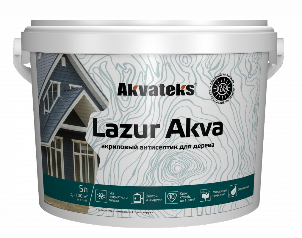 Лак Акватекс Lazur Akva 10029 антисептик бесцветный 5 л