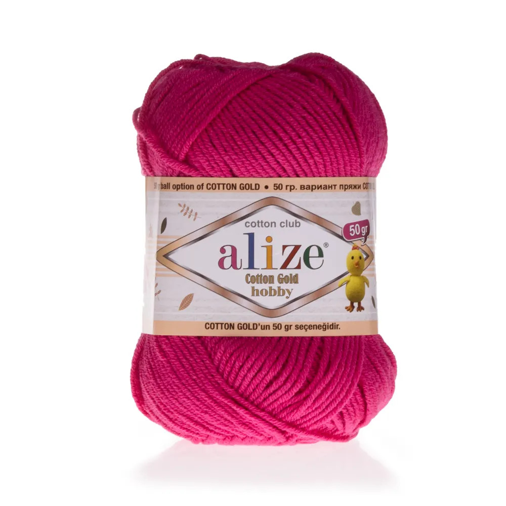 

ALIZE Пряжа "Cotton Gold Hobby" 55% хлопок, 45% акрил 165м/50гр (149 малина), Розовый