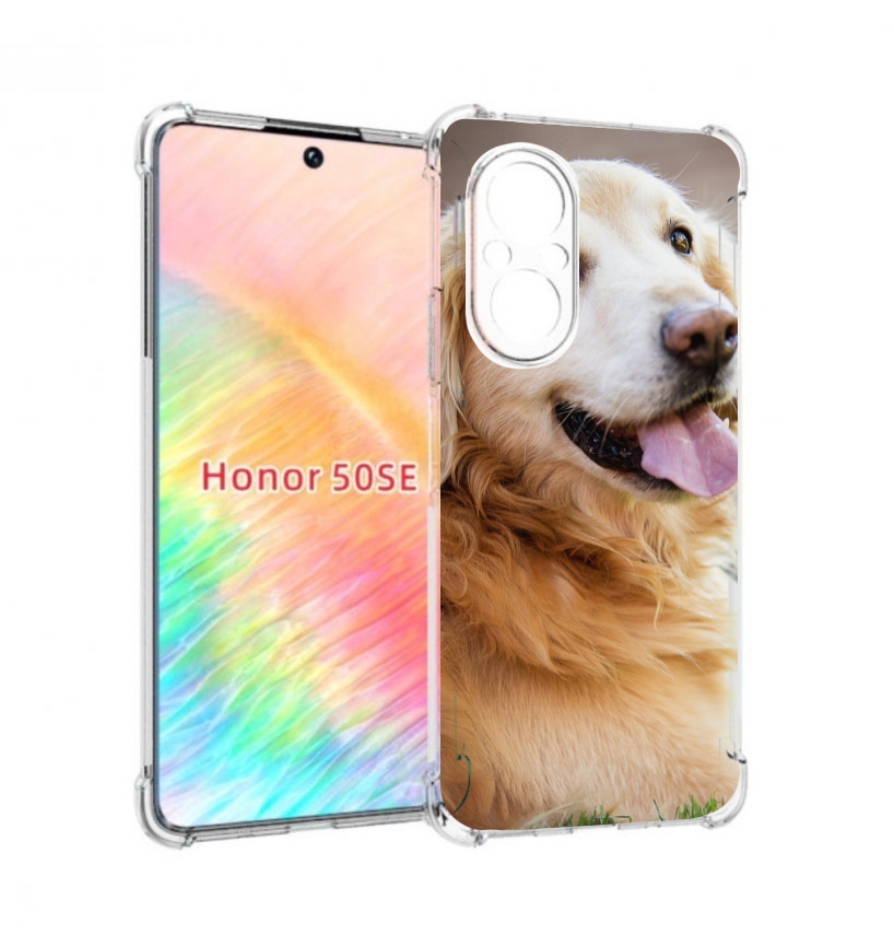 

Чехол бампер MyPads золотистыи ретривер для Honor 50 SE противо, Прозрачный, Tocco