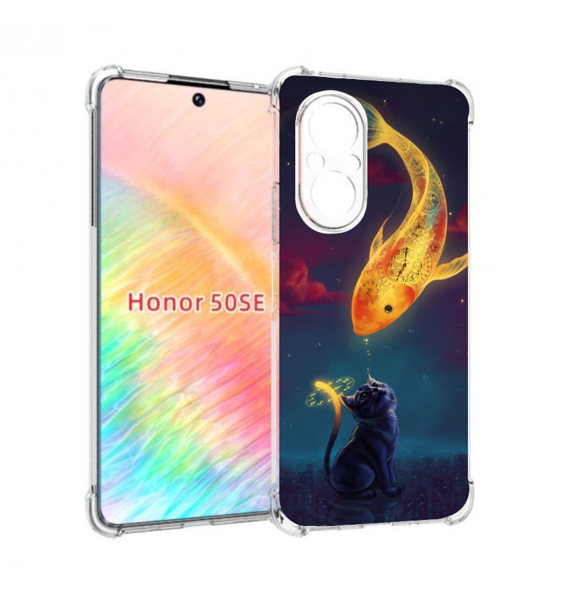 

Чехол бампер MyPads золотая-рыбка-часовая для Honor 50 SE против, Прозрачный, Tocco