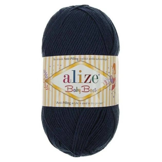 фото Alize пряжа "baby best" 10% бамбук, 90% акрил 240м/100гр (58 темно синий)