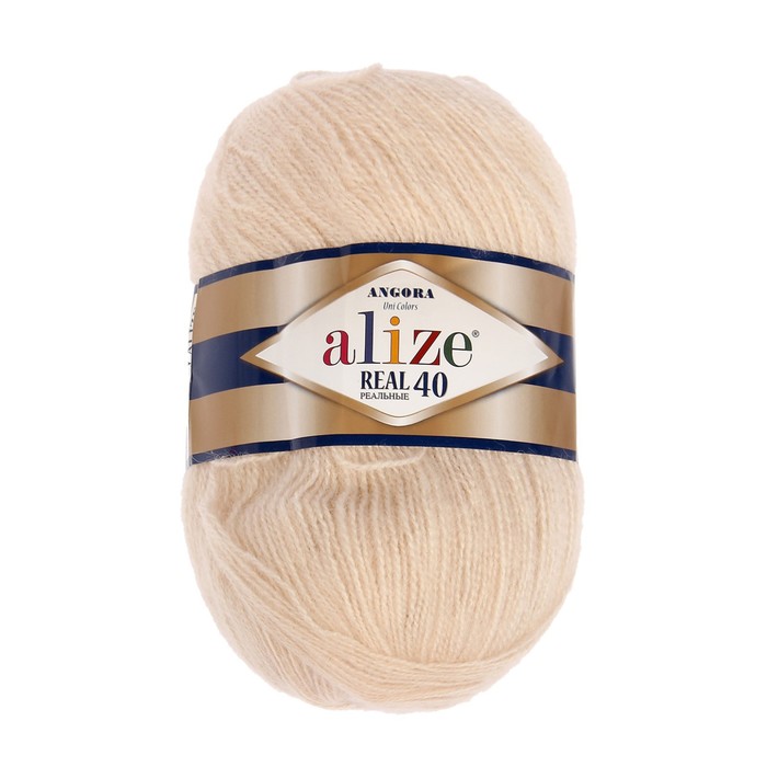 фото Alize пряжа "angora real 40" 60% акрил, 40% шерсть 430м/100гр (67 молочно-бежевый)