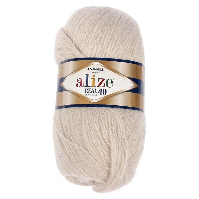 

ALIZE Пряжа "Angora real 40" 60% акрил, 40% шерсть 430м/100гр (599 слоновая кость ), Белый