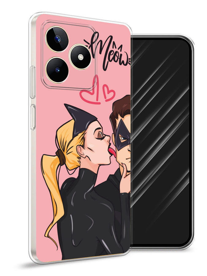 

Чехол Awog на Realme C53/C51/Note 50 "Kiss of Cat Woman", Розовый;черный;бежевый, 2516050-1