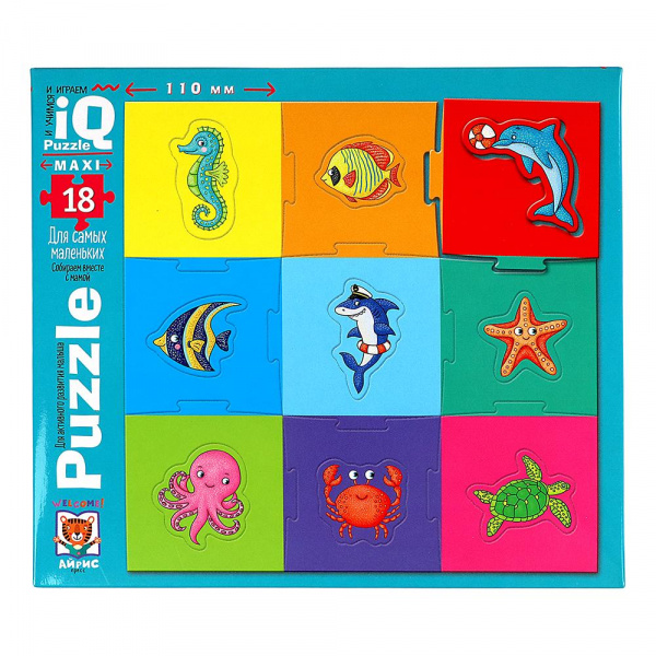 

IQ Пазл макси Айрис-пресс Вкладыши – Мои морские животные, 18 элементов