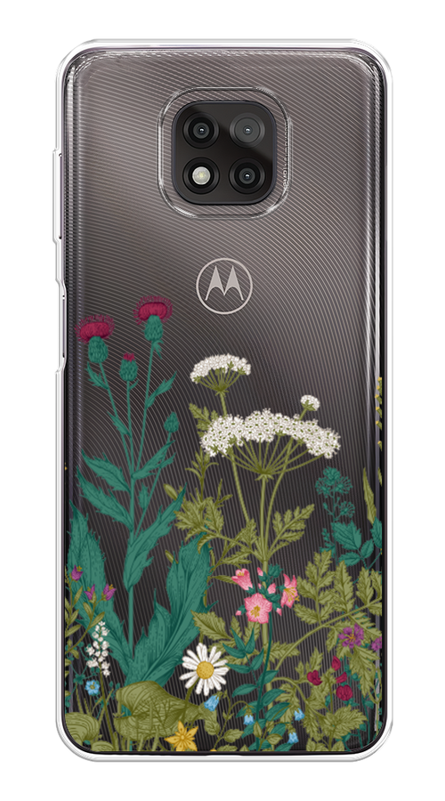 

Чехол на Motorola Moto G Power 2021 "Дикие полевые цветы", Зеленый;розовый;белый, 242750-2