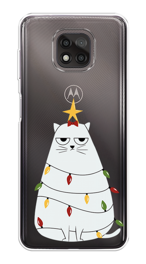 

Чехол на Motorola Moto G Power 2021 "Котик в гирлянде", Белый;красный;желтый, 242750-1