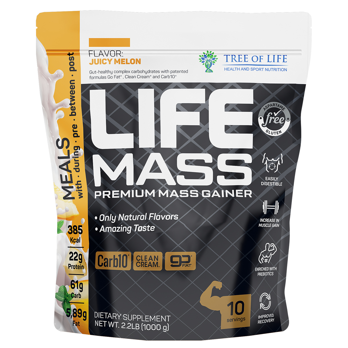 Гейнер Tree of Life Life MASS 2.2LB дыня 10 порций