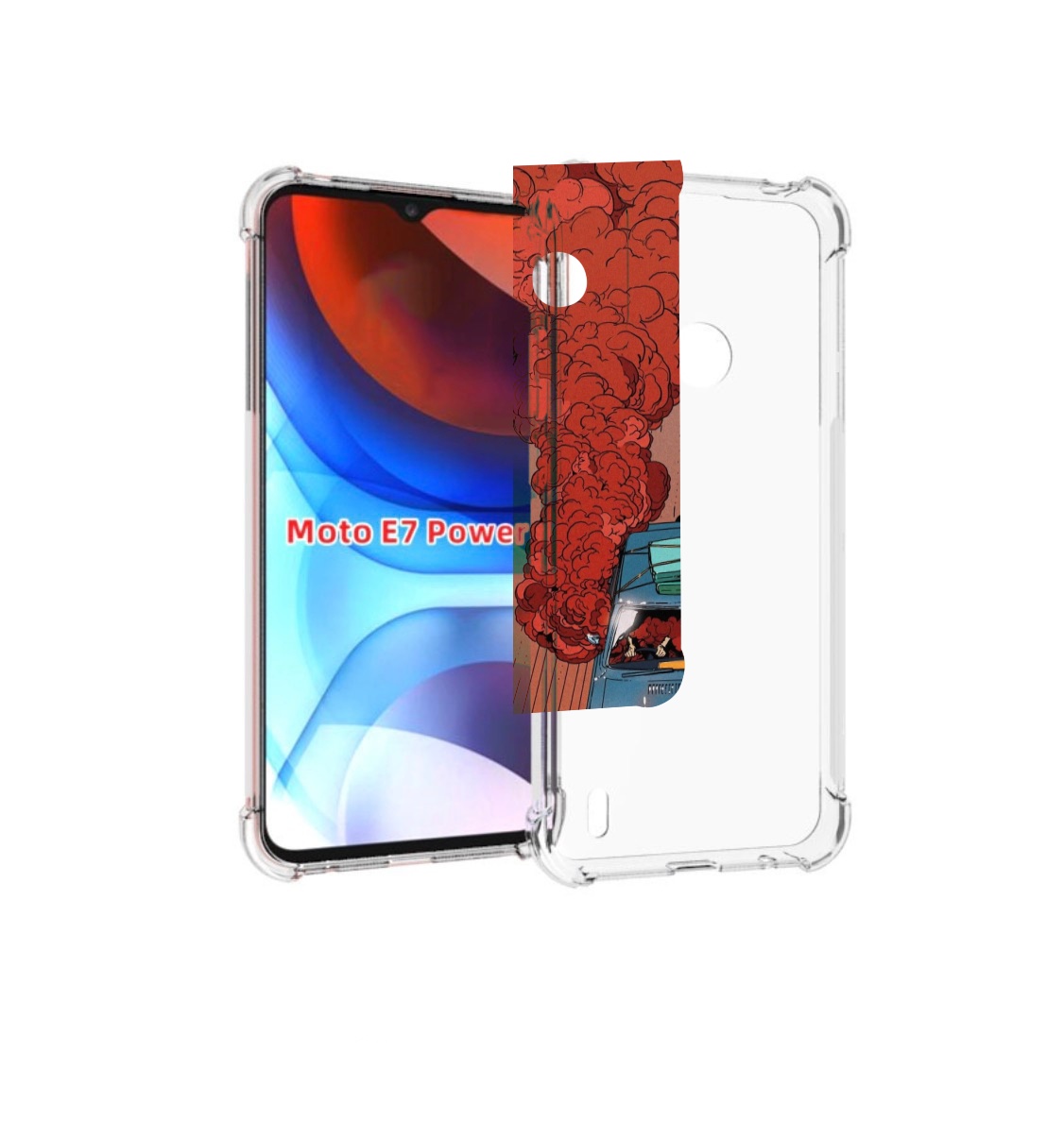 

Чехол MyPads машина мчится с дымком для Motorola Moto E7 Power, Прозрачный, Tocco