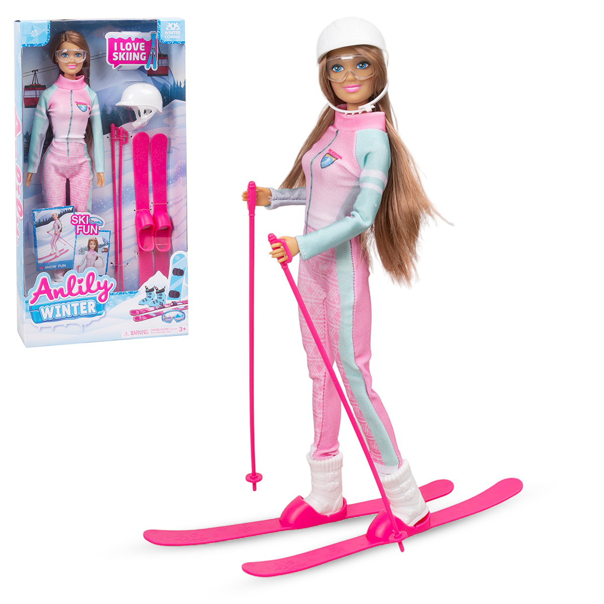 Кукла Tongde ANLILY Лыжница с аксессуарами 30см 98005 лыжные палки stc mix jr стекловолокно 100% 16556