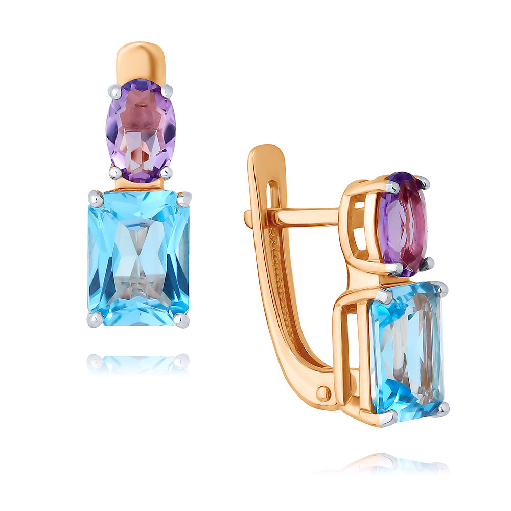 

Серьги из красного золота ADAMAS 24041224/01-А50Д-670, аметист/топаз, 24041224/01-А50Д-670
