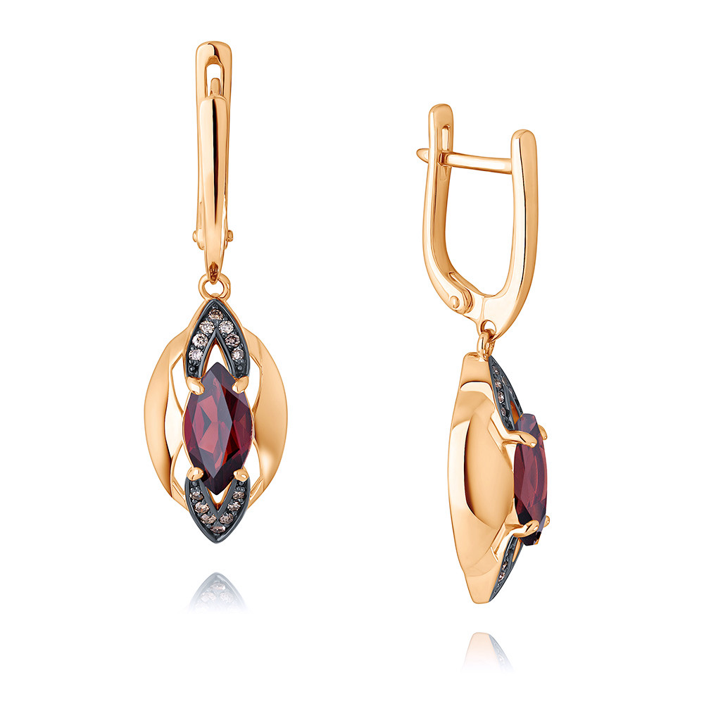 

Серьги подвески из красного золота ADAMAS 24040899/01-А50Ч-435, бриллиант/гранат, 24040899/01-А50Ч-435